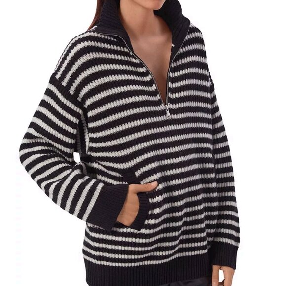 Equipment Bowie Wool Cashmere Stripes Sweater White Black Size XS - Picture 5 of 9